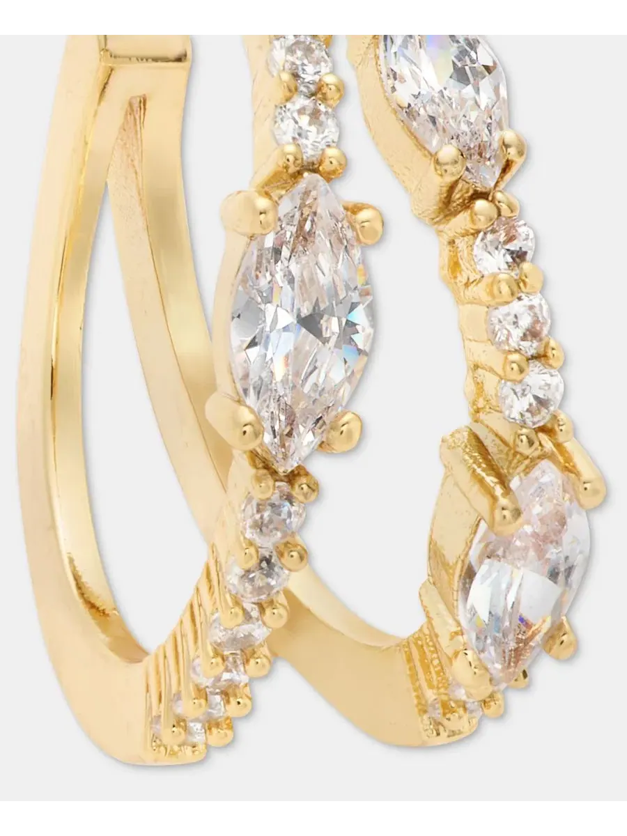 Серьги-кольца с разрезом Cubic Zirconia Split Hoop Givenchy — изображение 3 из 4, оттенок золото