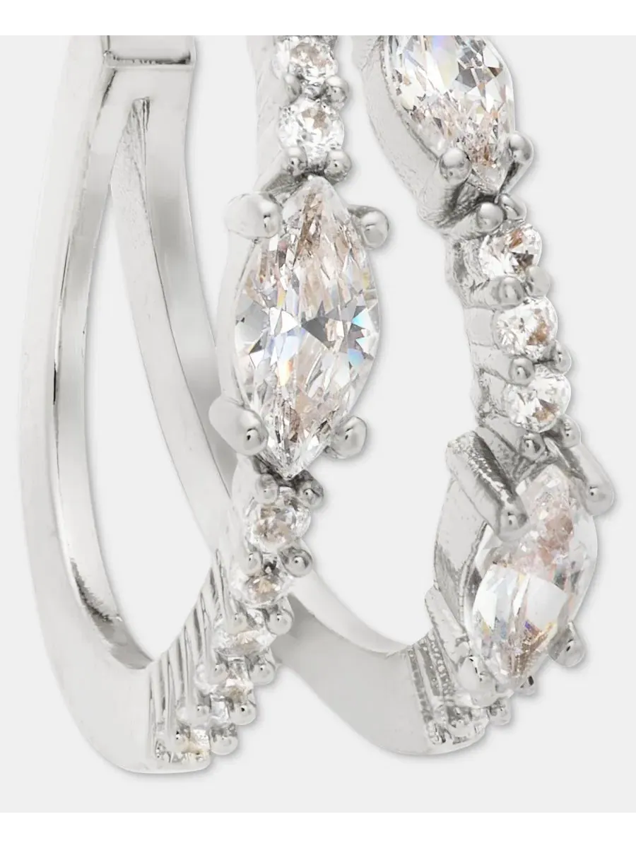 Серьги-кольца с разрезом и кубическим цирконием Givenchy — изображение 3 из 4, оттенок белый