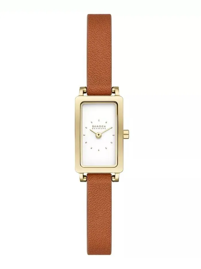 Женские кроссовки Hagen Micro Two Hand коричневые кожаные Pro-Planet 30 мм Skagen — коричневый