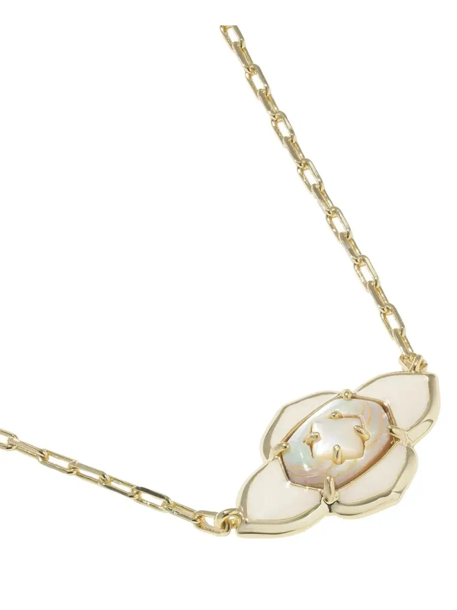 Короткий кулон-медальон Abbie с покрытием из 14-каратного золота Kendra Scott — изображение 3 из 5, оттенок золотистый/белый