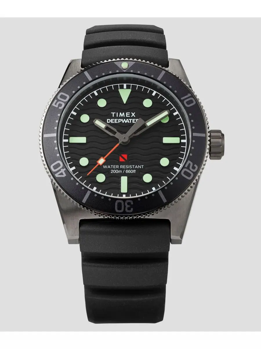 Мужские аналоговые часы с черным резиновым ремешком, 41 мм Timex — изображение 6 из 11, оттенок черный