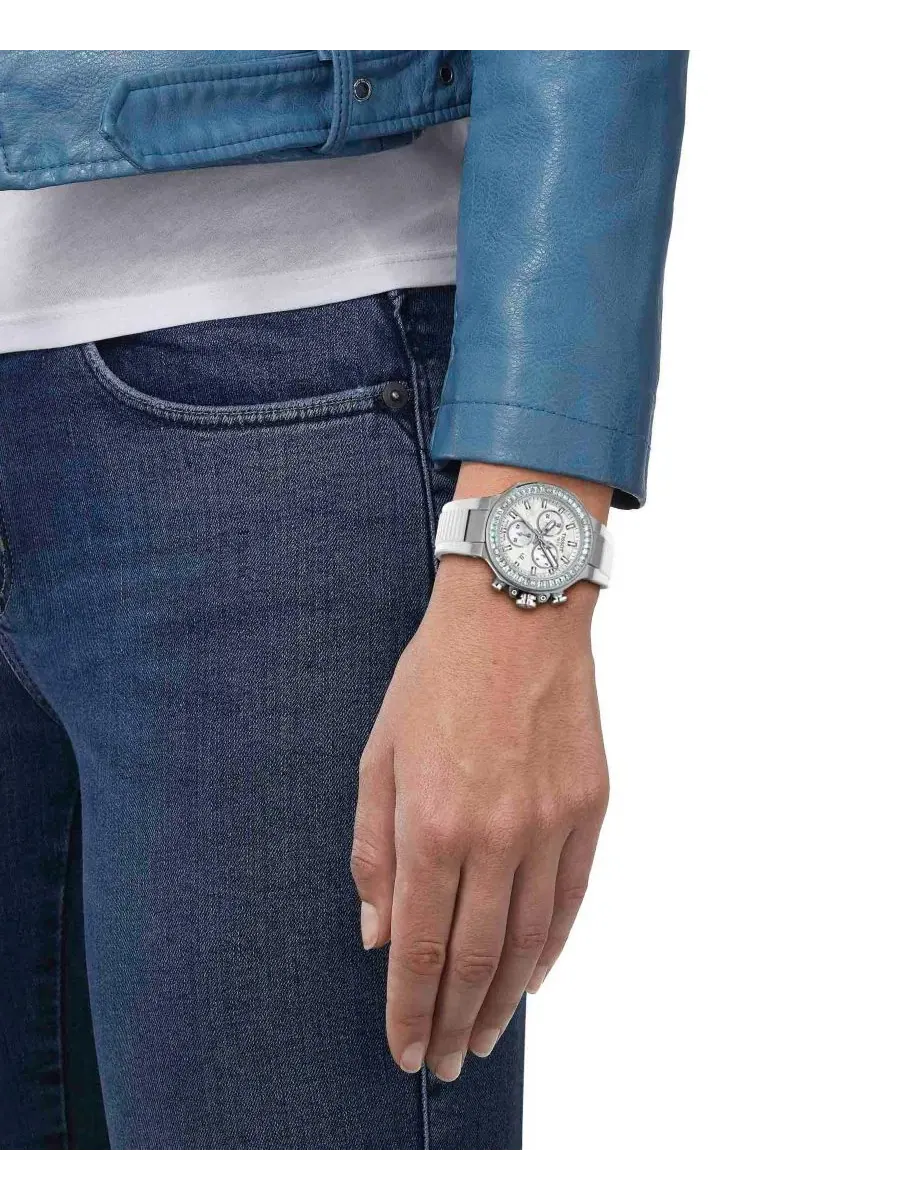 Часы унисекс с белым силиконовым браслетом, 38 мм Tissot — изображение 5 из 7, оттенок белый