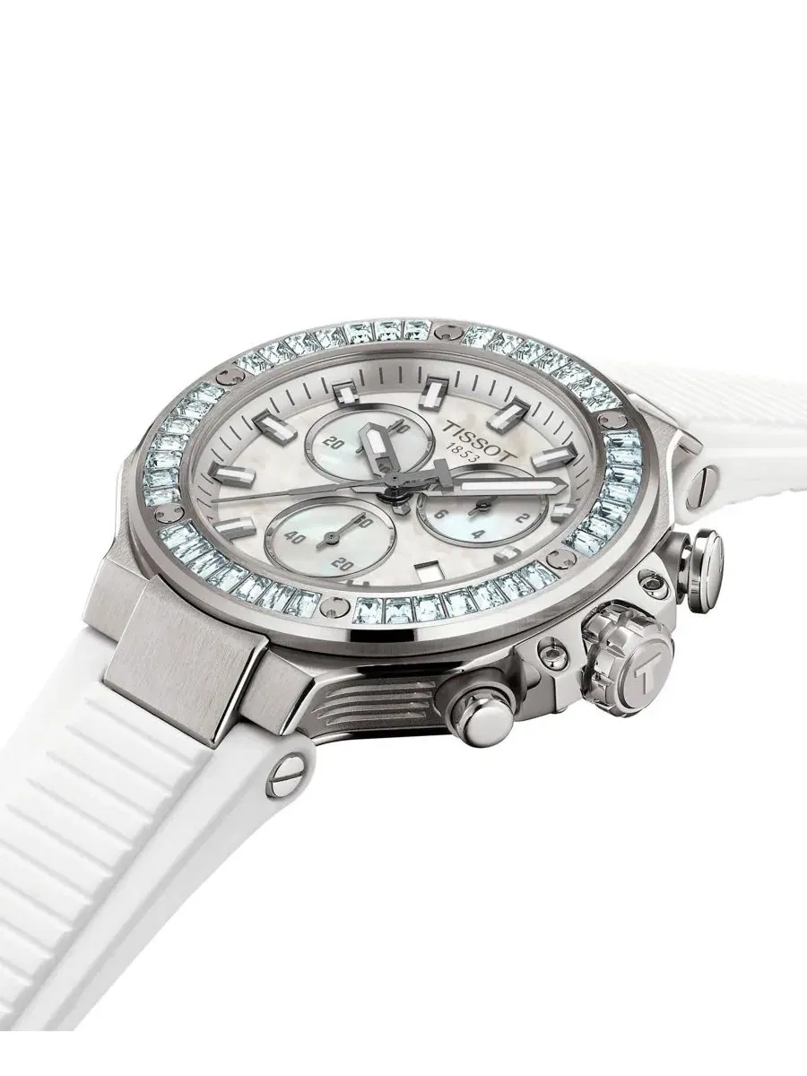 Часы унисекс с белым силиконовым браслетом, 38 мм Tissot — изображение 6 из 7, оттенок белый