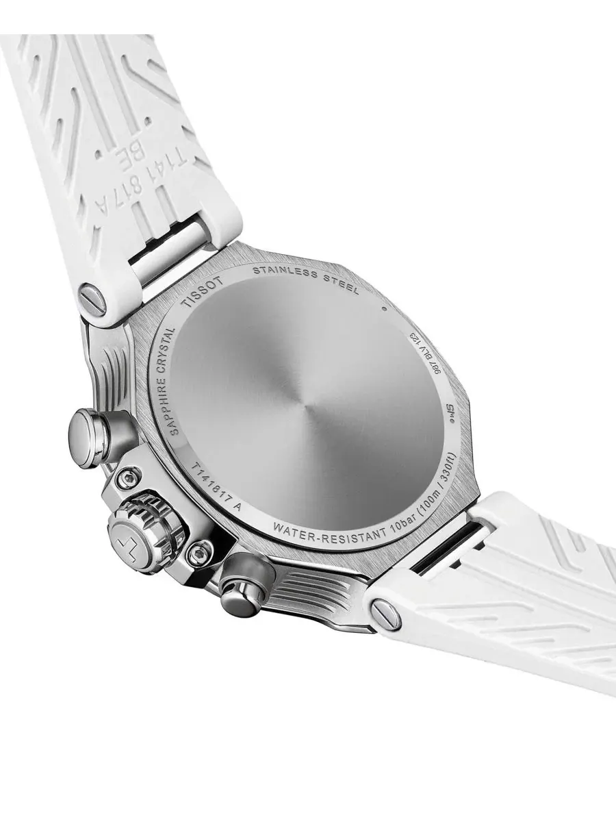 Часы унисекс с белым силиконовым браслетом, 38 мм Tissot — изображение 7 из 7, оттенок белый