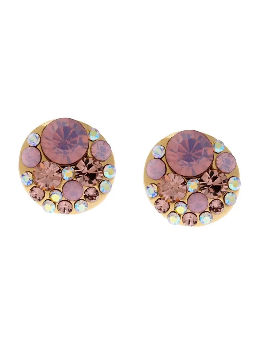 Серьги-гвоздики в виде дисков с искусственными камнями Betsey Johnson — изображение 2 из 3, оттенок розовый золотистый