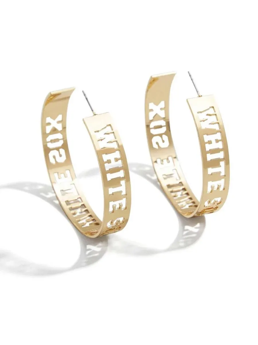 Серьги-кольца Baublebar Chicago White Sox Large Cutout Hoop Earrings Wear By Erin Andrews — изображение 1 из 1