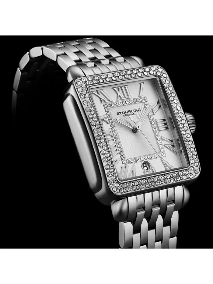 VivreLuxe 34 мм прямоугольные женские кварцевые модные часы Stuhrling — изображение 2 из 3, оттенок серебряный