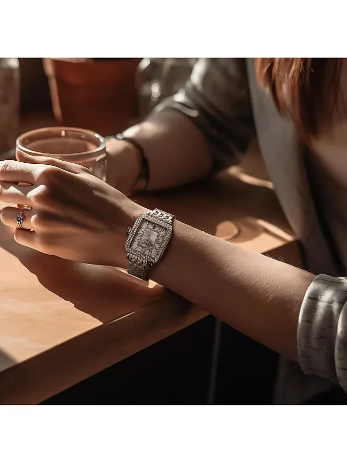 VivreLuxe 34 мм прямоугольные женские кварцевые модные часы Stuhrling — изображение 3 из 3, оттенок серебряный