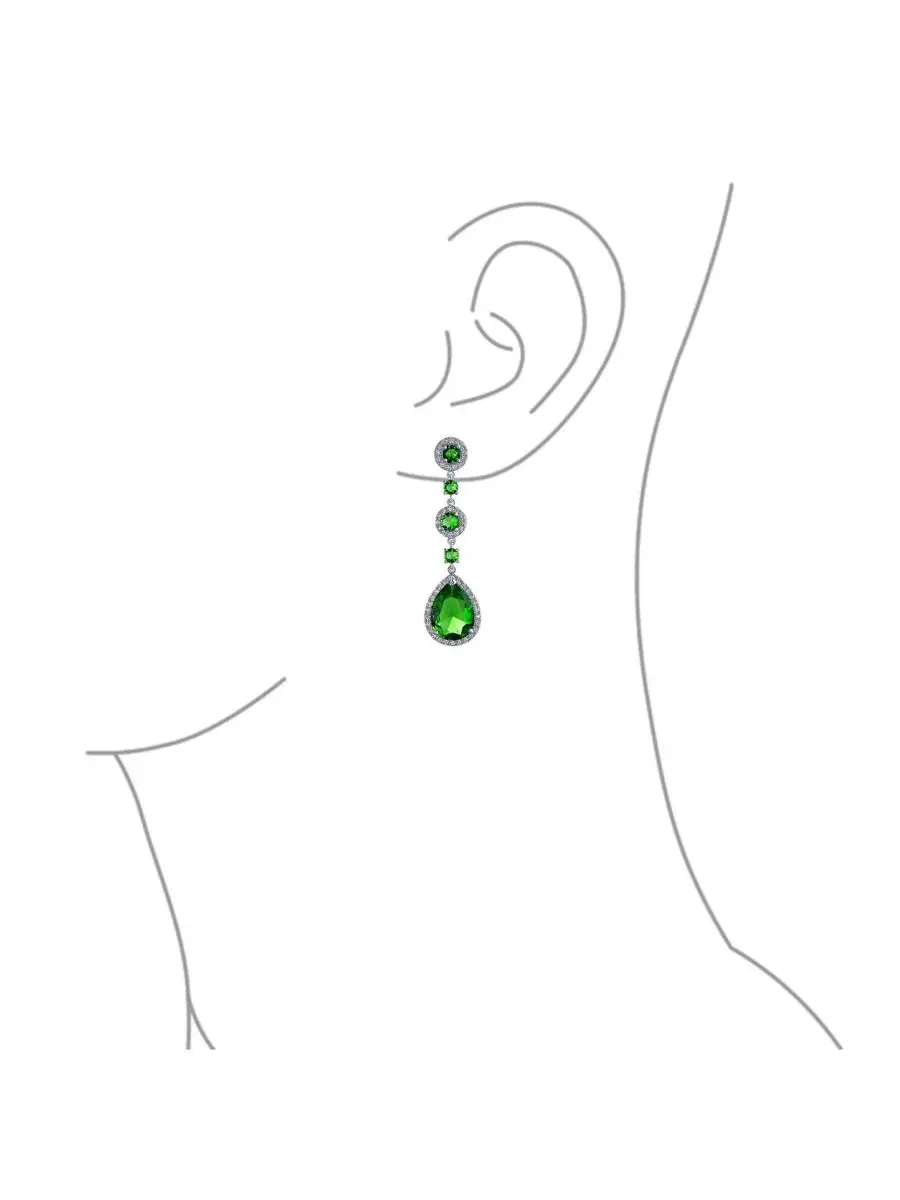 Серьги-люстры с кристаллами циркония, модель Chandelier Bling Jewelry — изображение 3 из 4, оттенок светлый зеленый