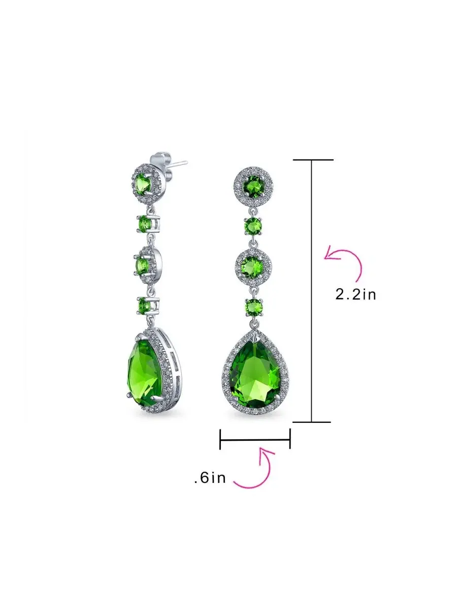 Серьги-люстры с кристаллами циркония, модель Chandelier Bling Jewelry — изображение 4 из 4, оттенок светлый зеленый