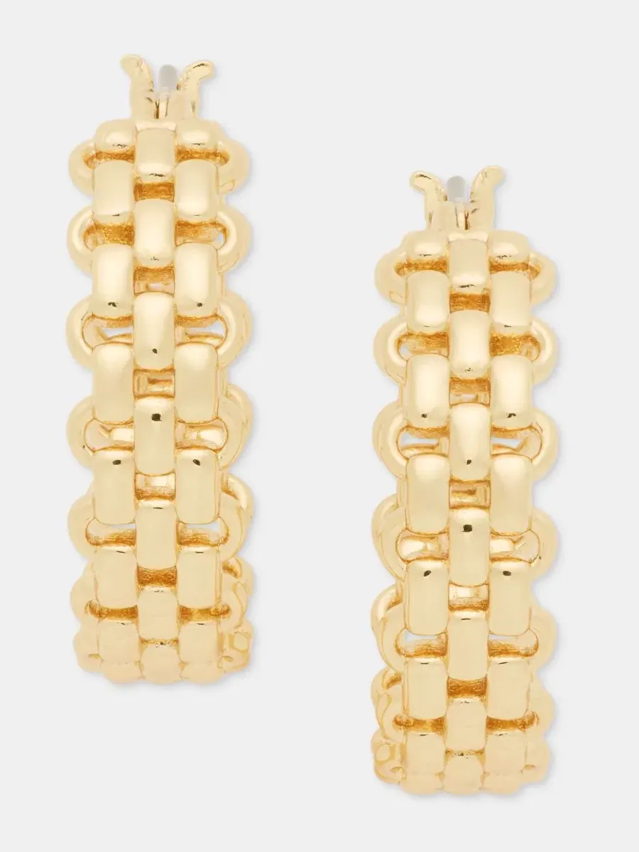 Серьги-кольца с цепочкой из металла золотистого оттенка Lauren Ralph Lauren — изображение 1 из 4, оттенок золото