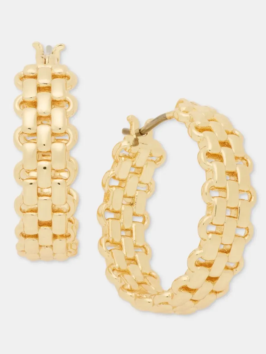 Серьги-кольца с цепочкой из металла золотистого оттенка Lauren Ralph Lauren — изображение 2 из 4, оттенок золото