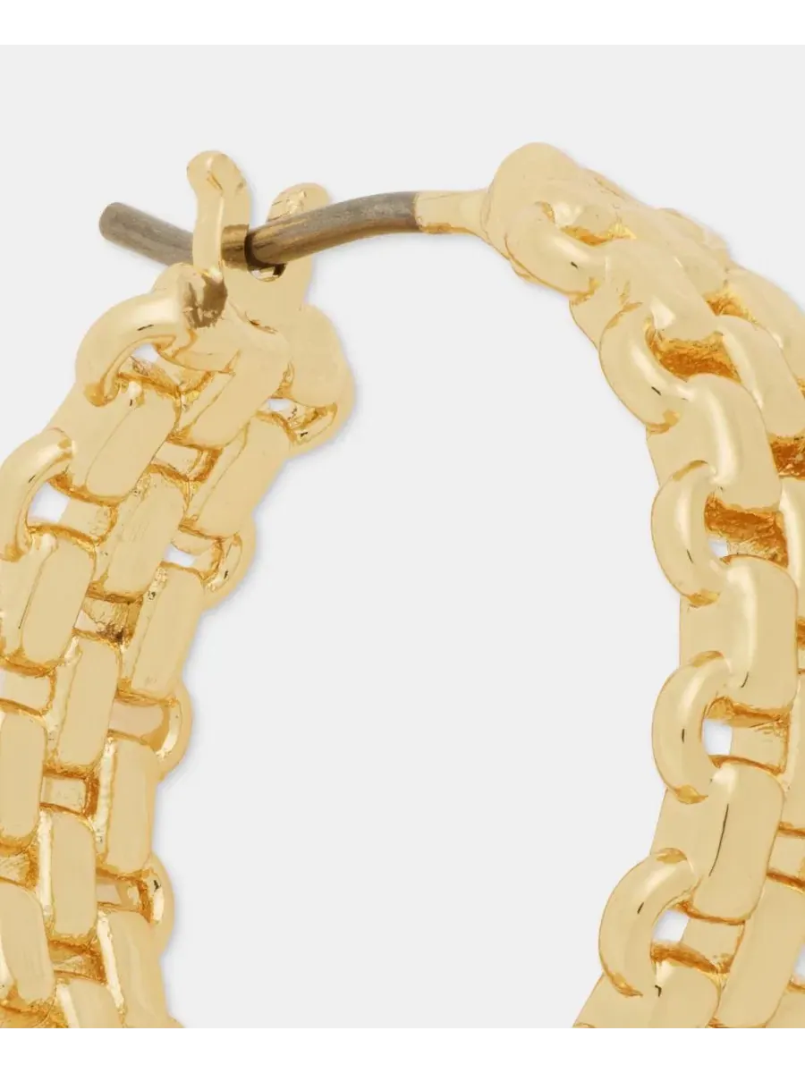 Серьги-кольца с цепочкой из металла золотистого оттенка Lauren Ralph Lauren — изображение 4 из 4, оттенок золото