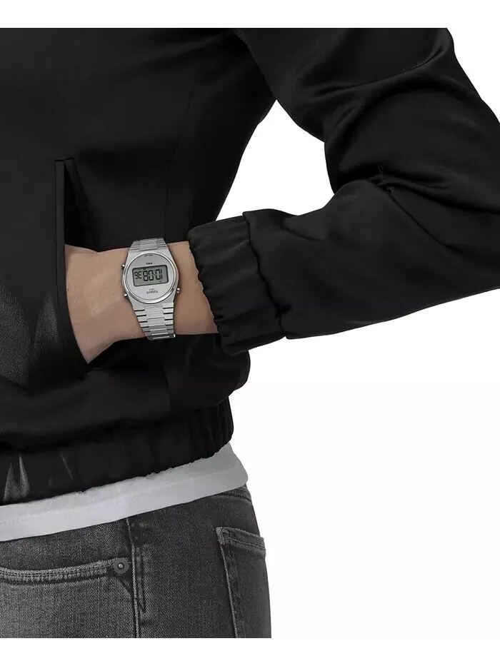 Часы унисекс с цифровым браслетом PRX из нержавеющей стали, 35 мм Tissot — изображение 5 из 5, оттенок серебряный