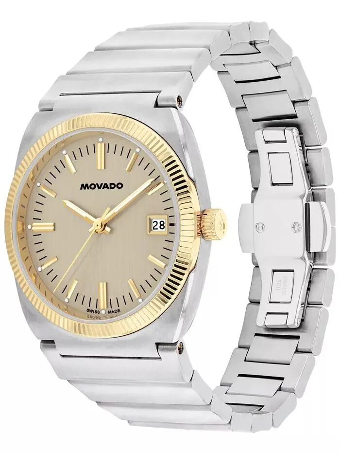 Мужские часы Ondoplan швейцарские кварцевые из нержавеющей стали 36 мм Movado — изображение 2 из 3, оттенок серебристый