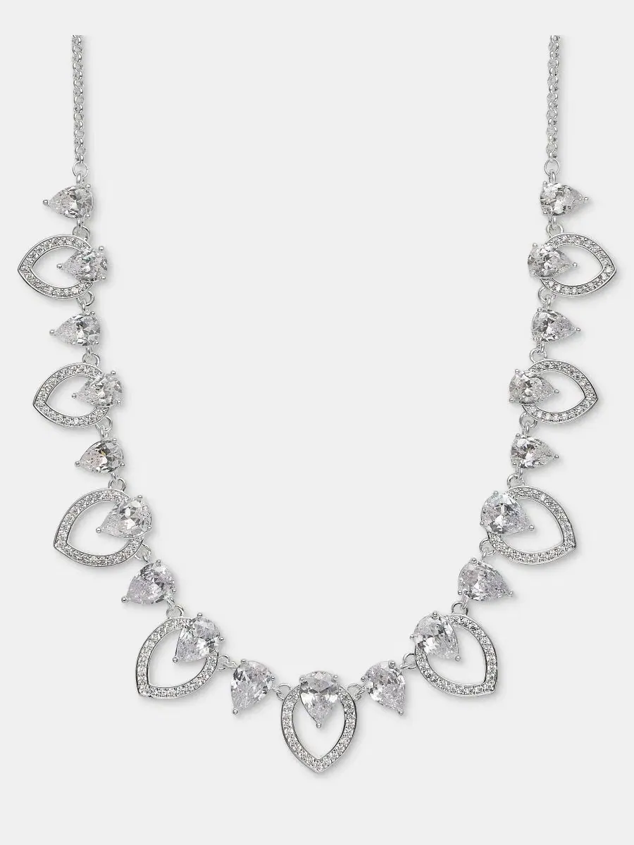 Серебристая цепочка-колье «Наветт» с кристаллами Anne Klein — изображение 1 из 4, оттенок прозрачный