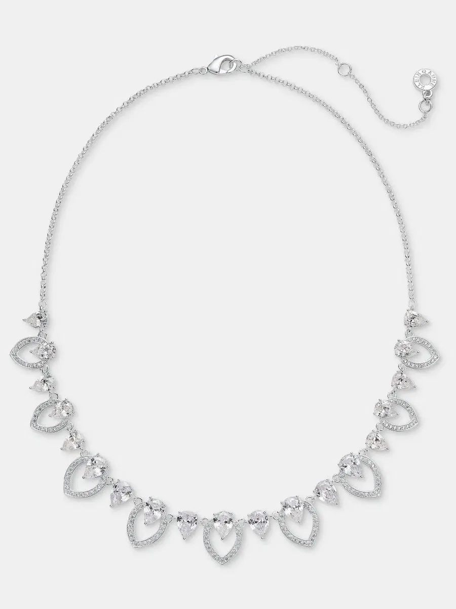 Серебристая цепочка-колье «Наветт» с кристаллами Anne Klein — изображение 3 из 4, оттенок прозрачный
