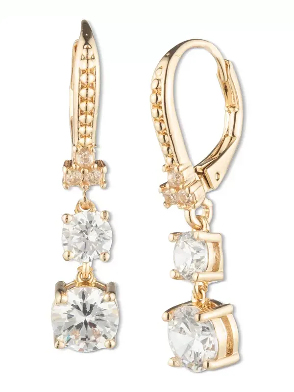 Двойные серьги с кубическим цирконием Marchesa — изображение 1 из 2, оттенок золото