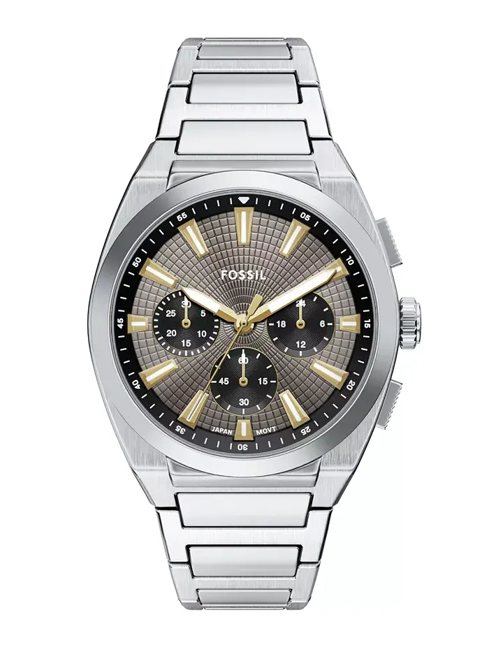 Мужские часы Everett Chronograph из нержавеющей стали, 44 мм Fossil — изображение 1 из 7