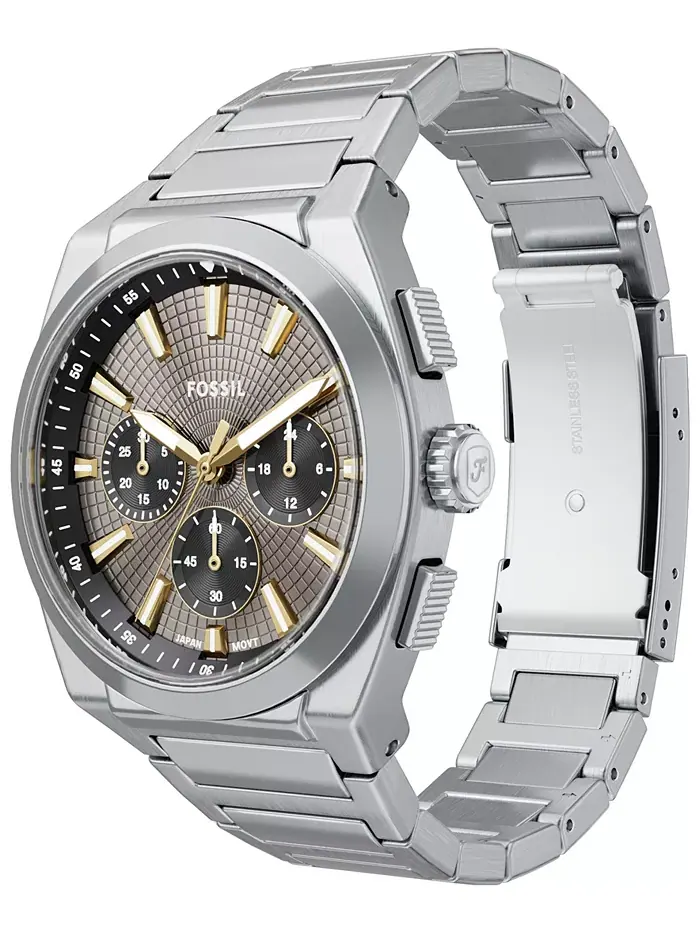 Мужские часы Everett Chronograph из нержавеющей стали, 44 мм Fossil — изображение 4 из 7