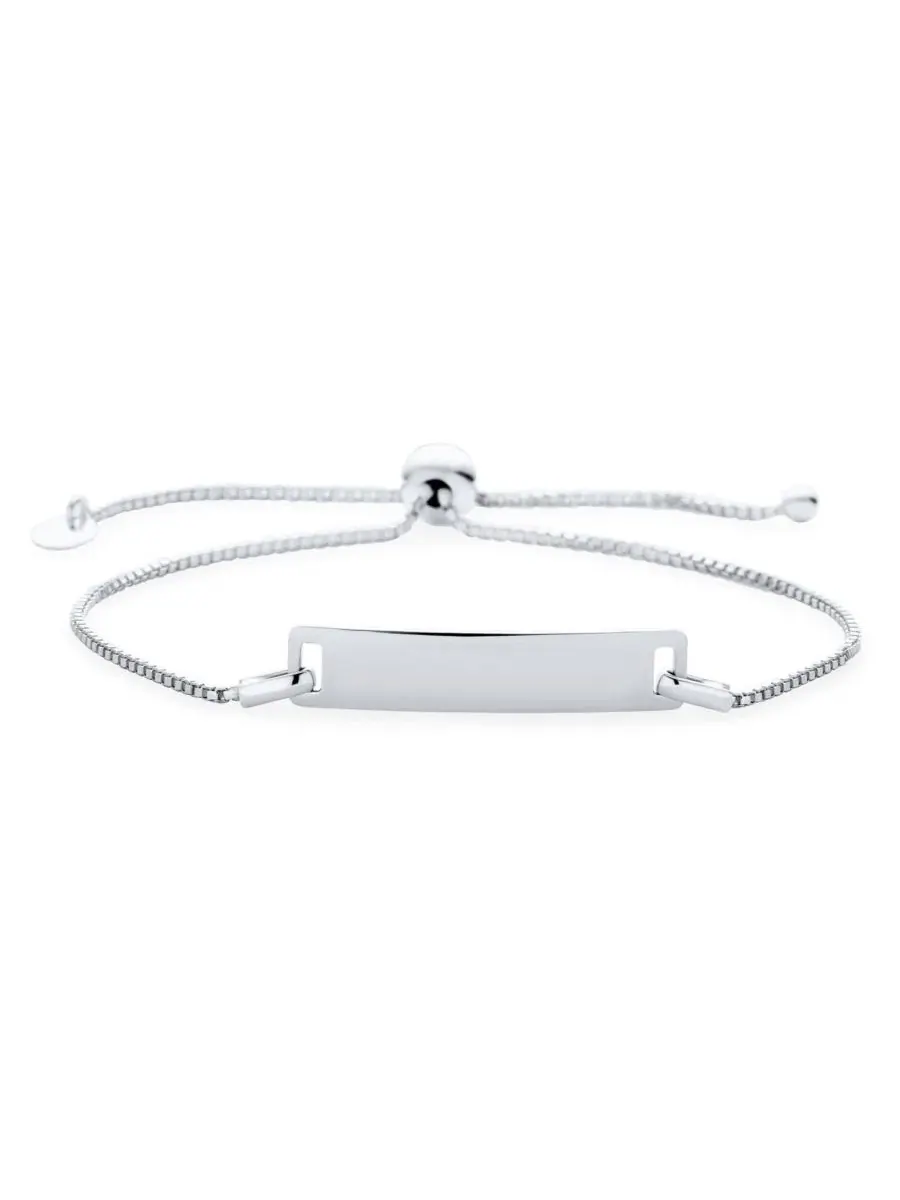 Браслет-лариат из стерлингового серебра с плашкой Bling Jewelry — изображение 1 из 4, оттенок серебряный