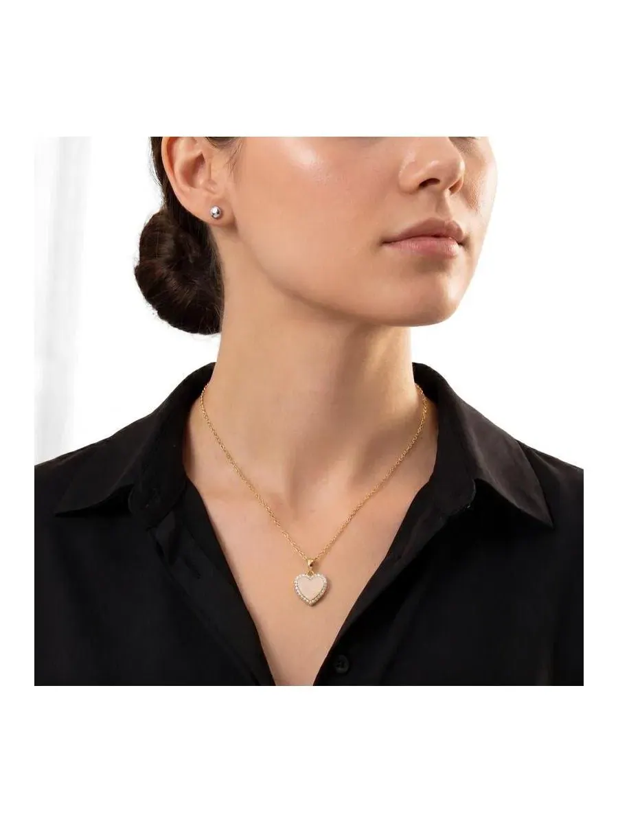 Подвеска-сердце с опалом и кристаллами 14K Gold Plated Rachel Glauber — изображение 2 из 4, оттенок белый