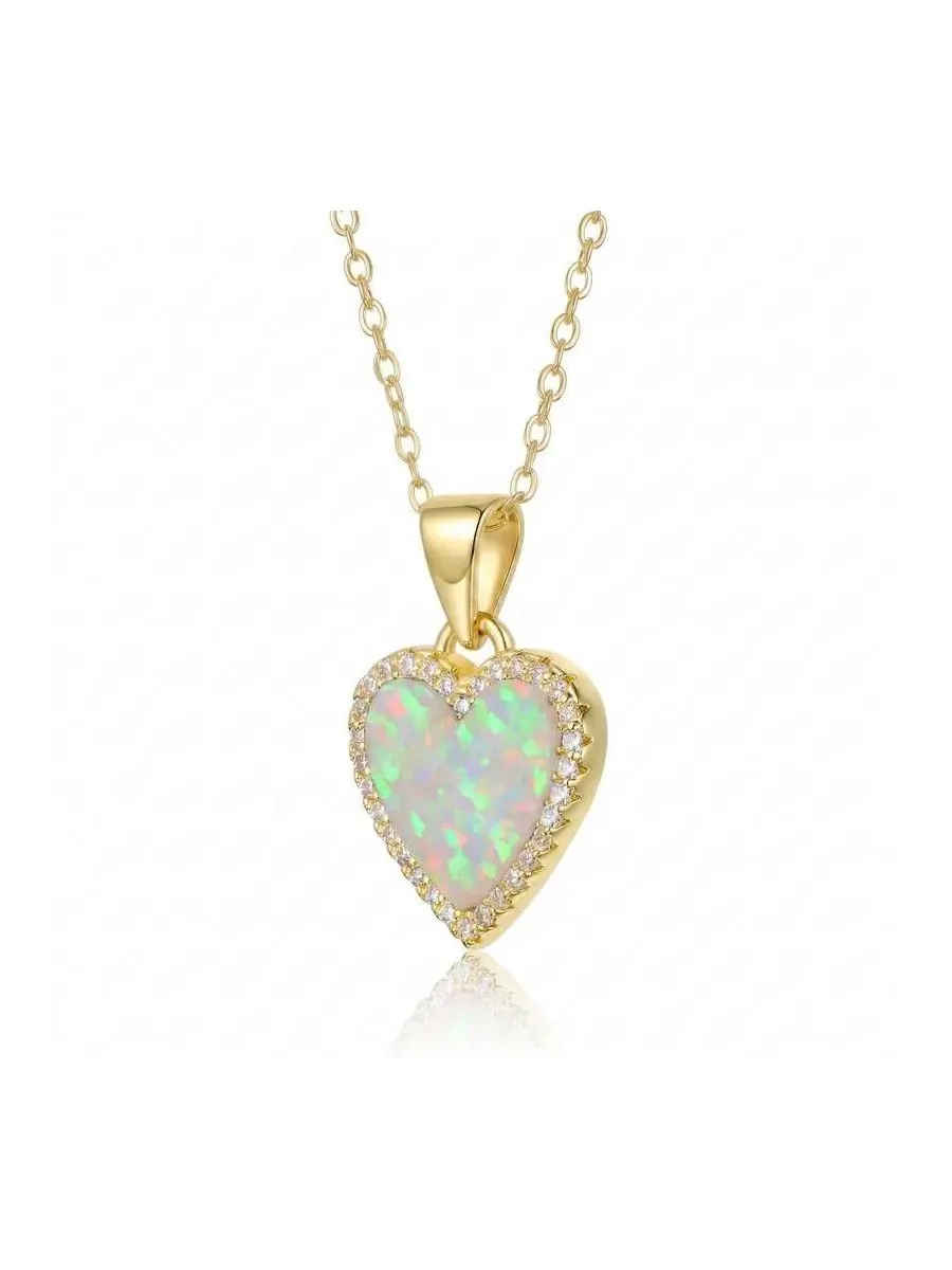 Подвеска-сердце с опалом и кристаллами 14K Gold Plated Rachel Glauber — изображение 3 из 4, оттенок белый