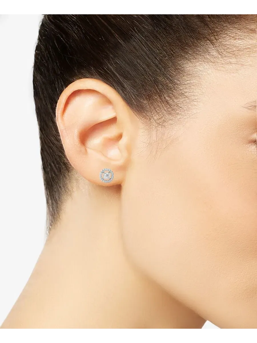 Серьги-пусеты с бриллиантами (1/2 карата) в белом золоте 14K — изображение 2 из 4, оттенок золотистый