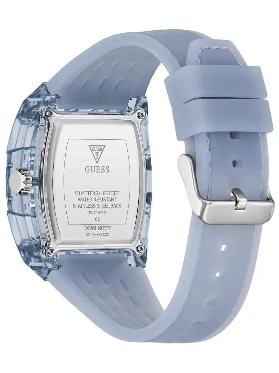 Мужские часы с хронографом, силиконовый ремешок, 42 мм GUESS — изображение 2 из 6, оттенок синий