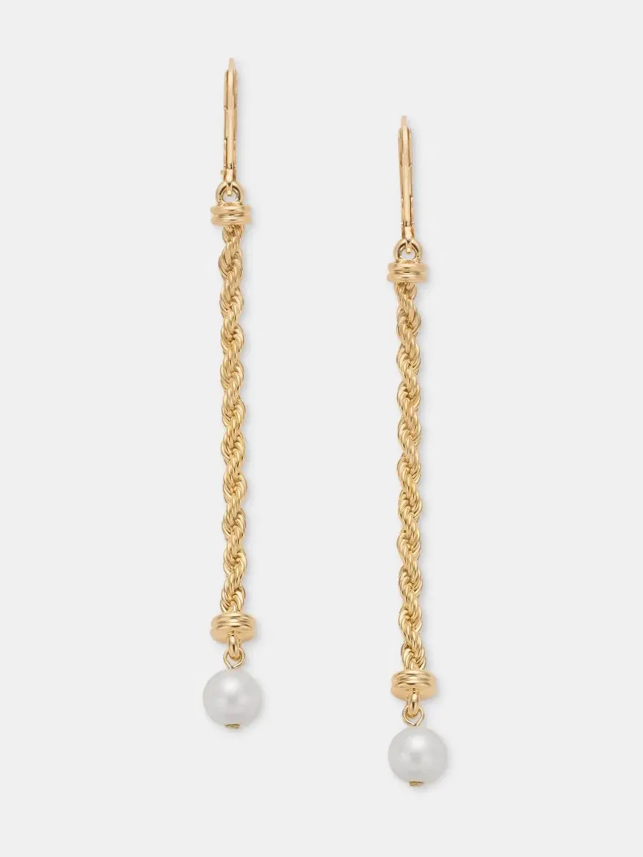 Серьги-подвески с жемчугом Lauren Ralph Lauren — изображение 1 из 4, оттенок белый