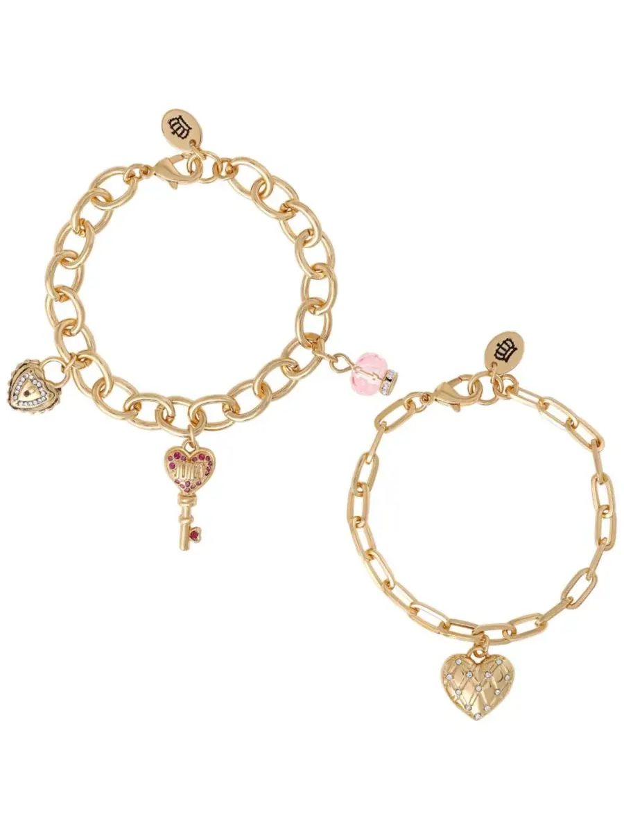 Браслет с подвесками в виде сердца и ключа - 19 см Juicy Couture