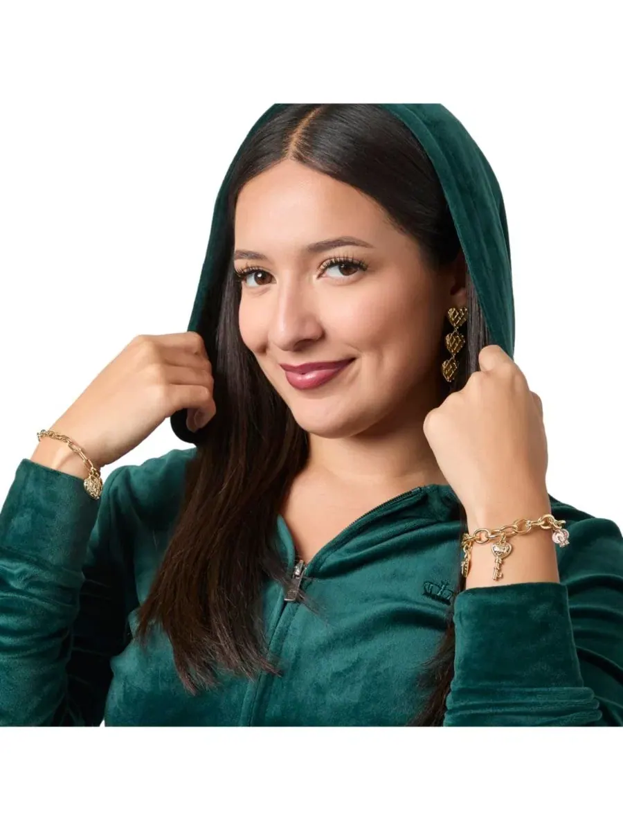 Браслет с подвесками в виде сердца и ключа - 19 см Juicy Couture — изображение 7 из 8, оттенок золото