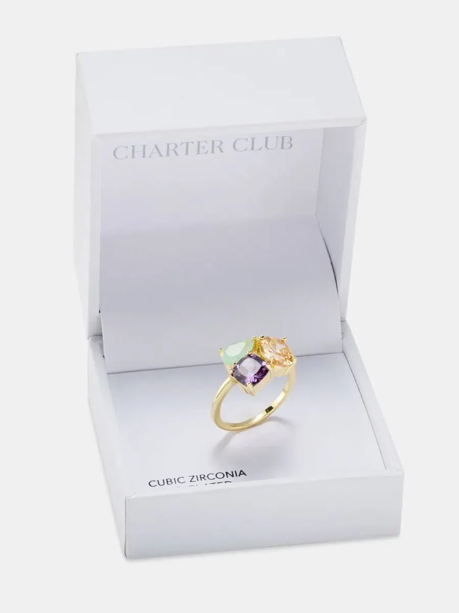 Кольцо с несколькими камнями из кубического циркония Charter Club — изображение 3 из 3, оттенок золото