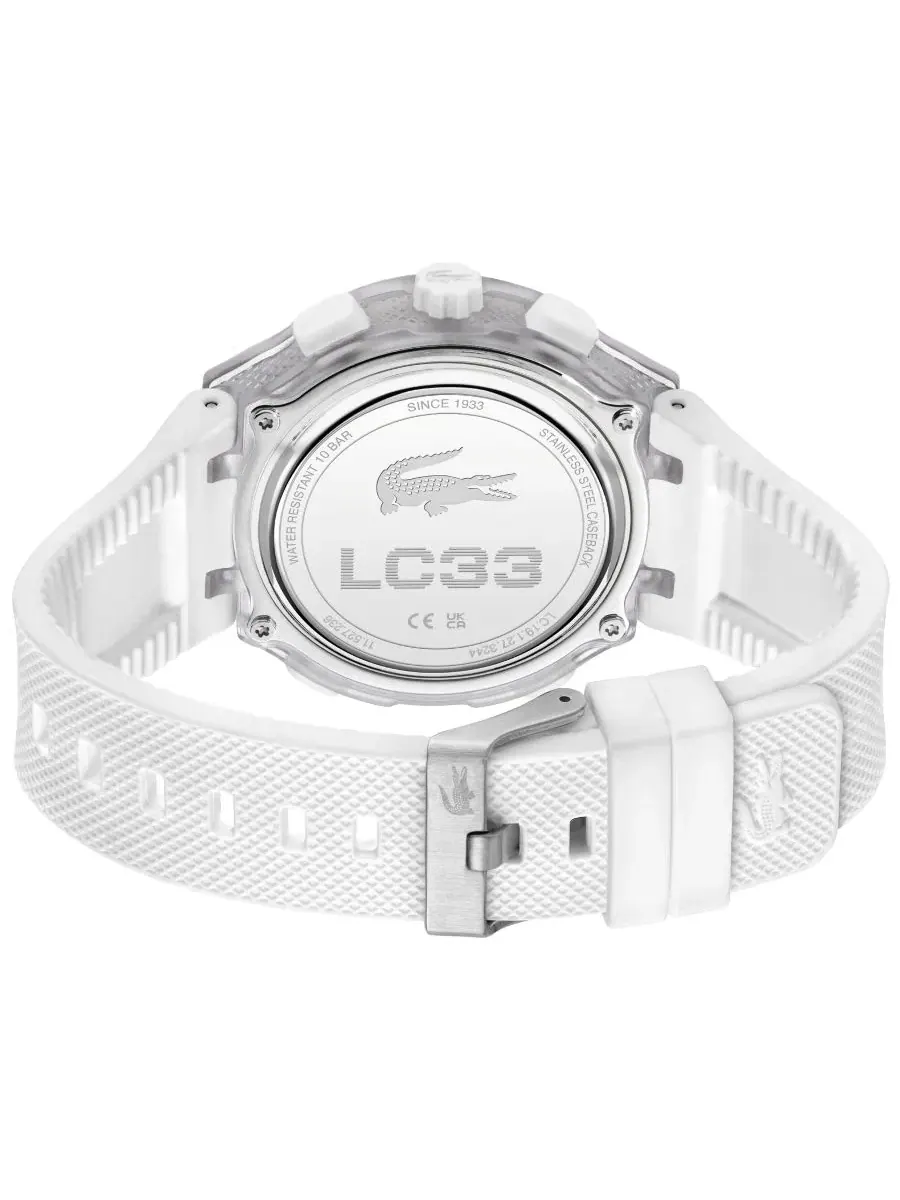 Мужские часы LC33 с белым силиконовым ремешком, диаметр 44,8 мм Lacoste — изображение 3 из 7, оттенок серебристый