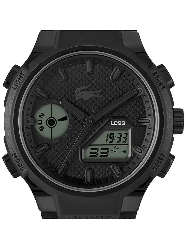 Мужские часы LC33 с черным силиконовым ремешком, 44,8 мм Lacoste — изображение 4 из 4, оттенок черный