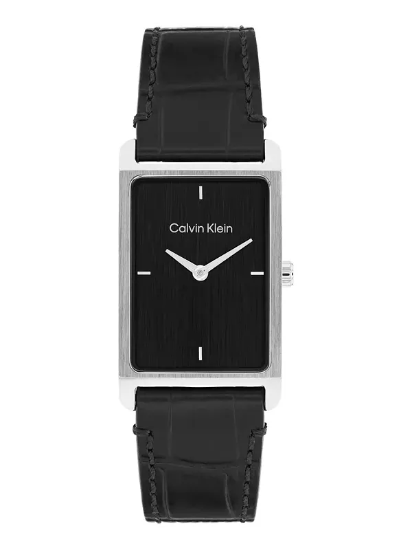 Элегантные мужские часы с черным кожаным ремешком, 24 мм Calvin Klein