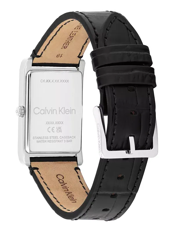 Элегантные мужские часы с черным кожаным ремешком, 24 мм Calvin Klein — изображение 3 из 4, оттенок черный