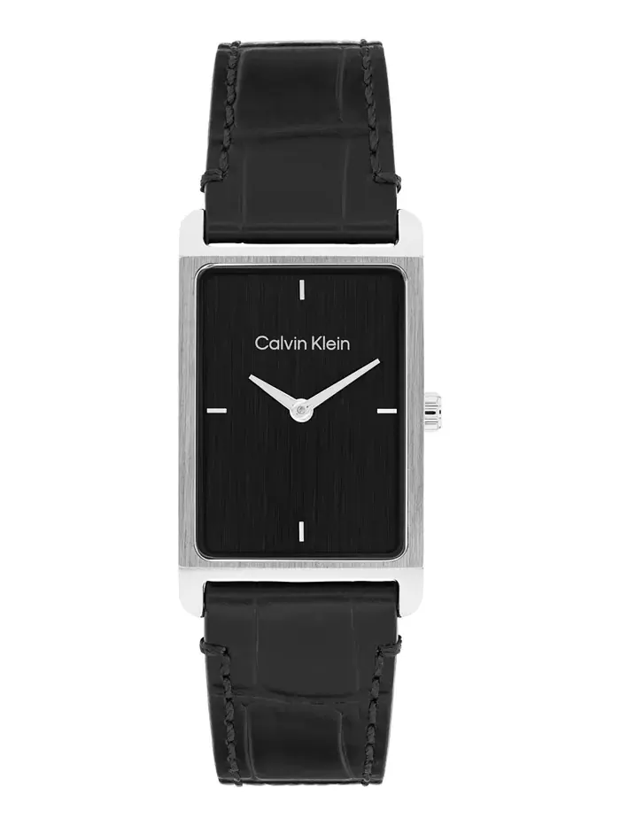 Мужские элегантные часы с черным кожаным ремешком, 24mm Calvin Klein — изображение 1 из 5