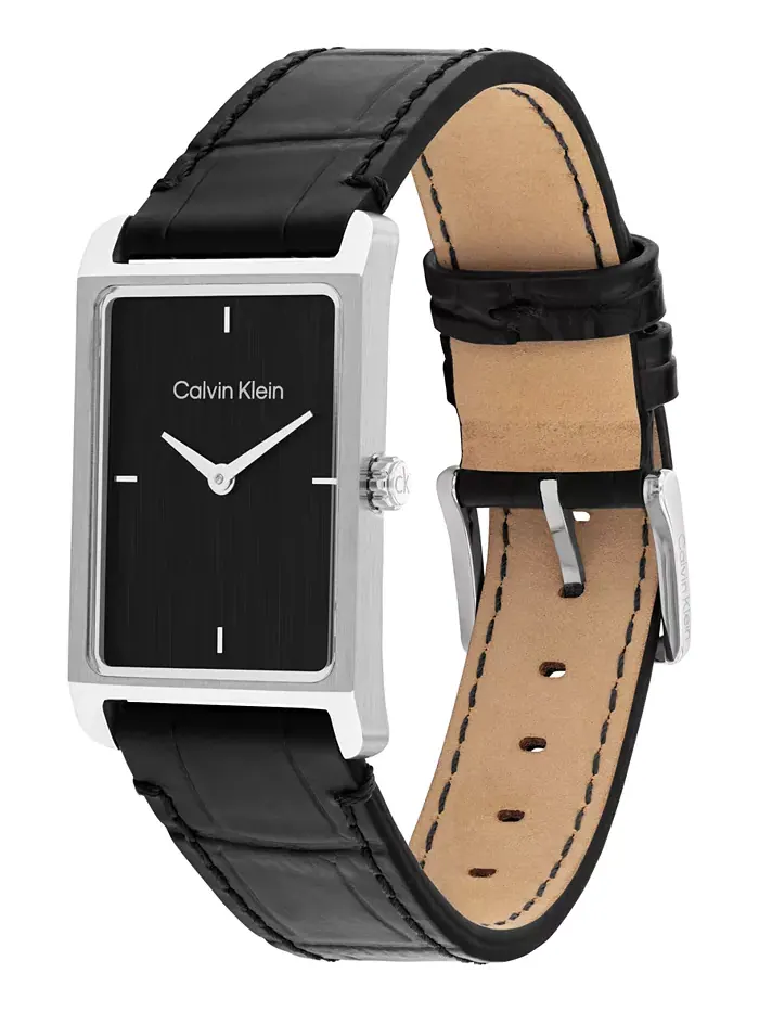 Мужские элегантные часы с черным кожаным ремешком, 24mm Calvin Klein — изображение 2 из 5