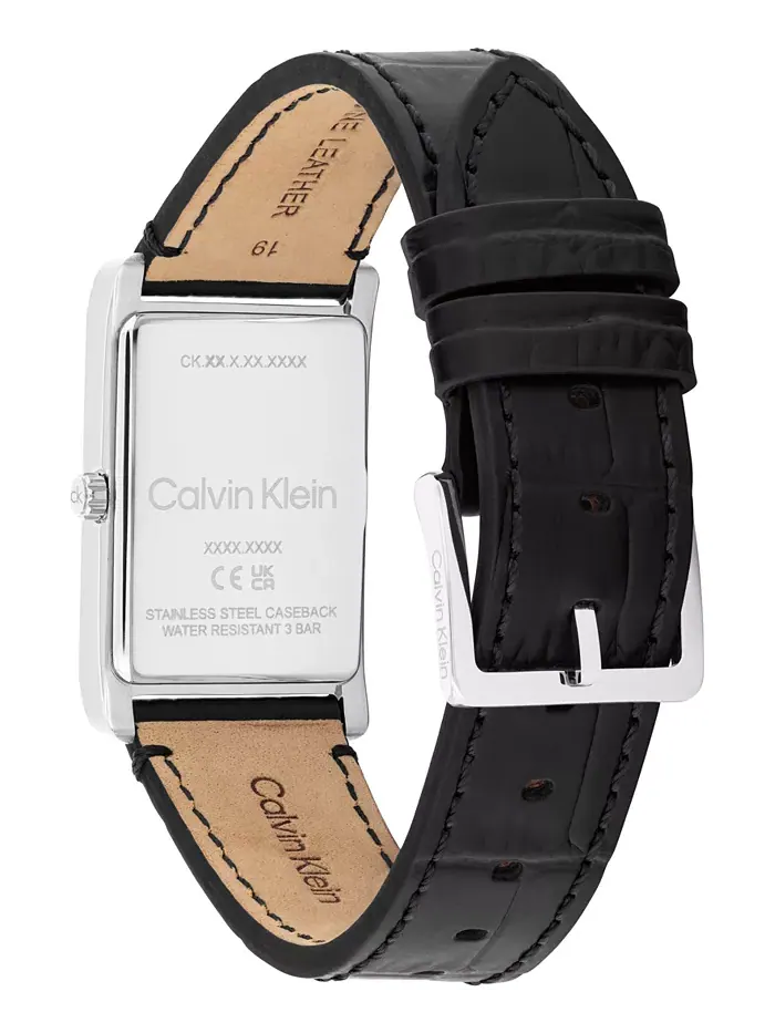 Мужские элегантные часы с черным кожаным ремешком, 24mm Calvin Klein — изображение 3 из 5