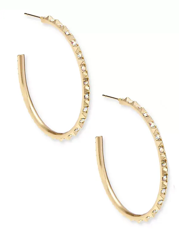 Серьги-Кольца среднего размера с паве, 1,7 дюйма Kendra Scott — изображение 1 из 3, оттенок золото