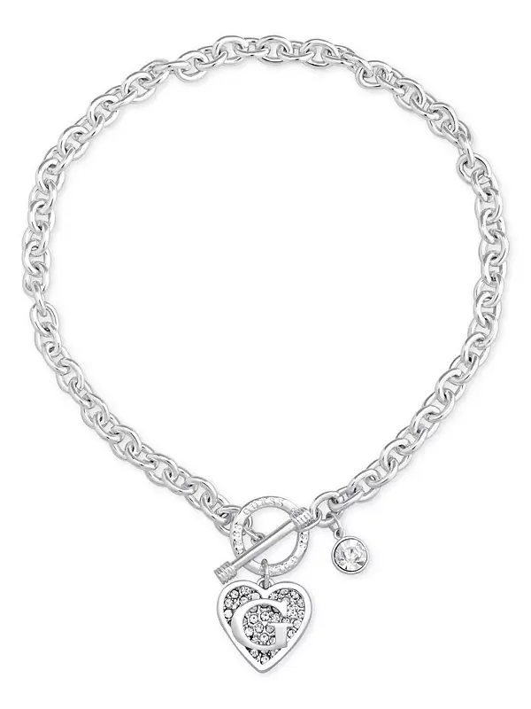Ожерелье с подвеской в виде логотипа Guess — изображение 1 из 2, оттенок серебряный