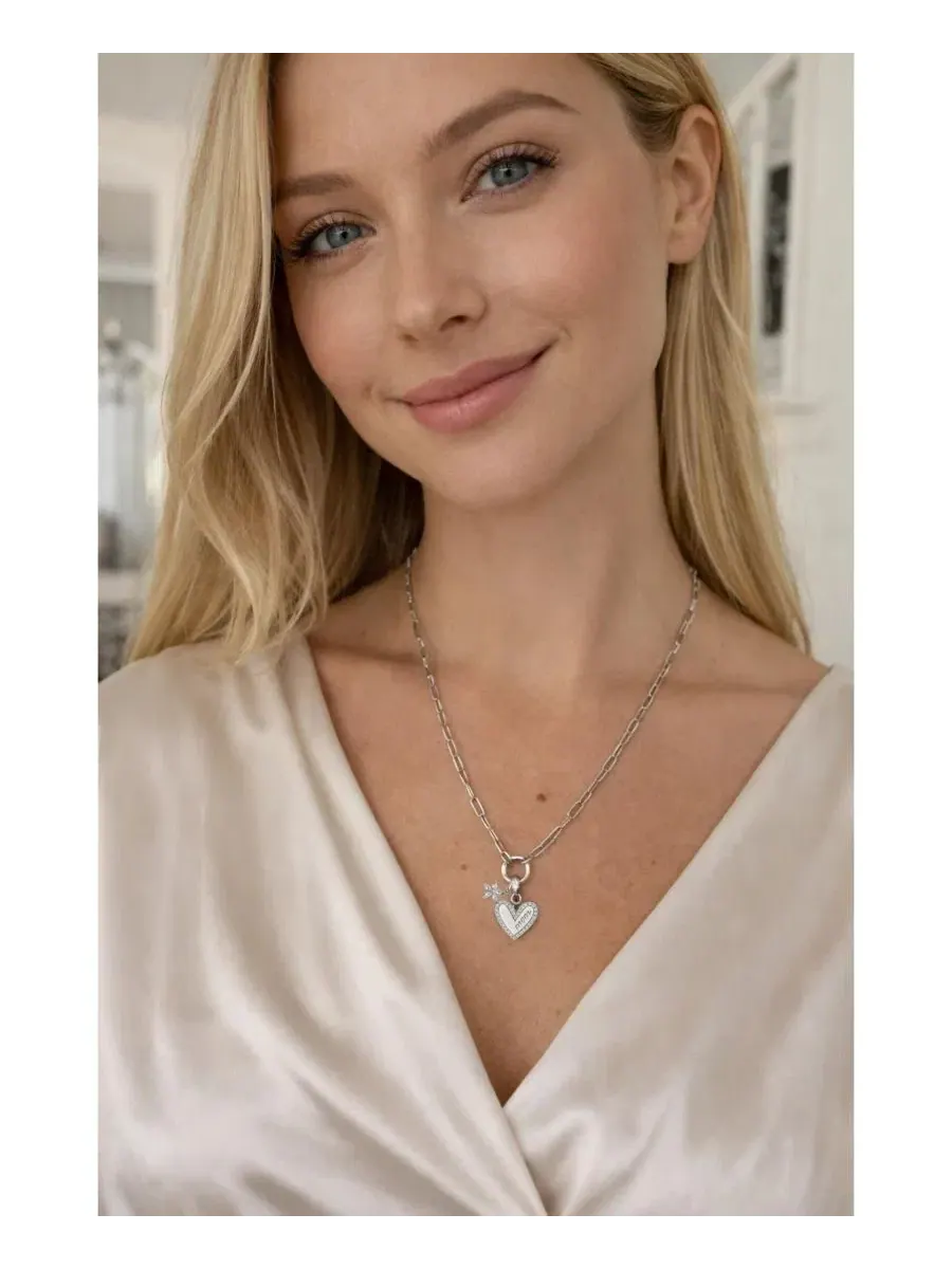 Кулон с сердцем и цветком Sabrina Bloom MOM Heart Dloria — изображение 4 из 8, оттенок серебряный