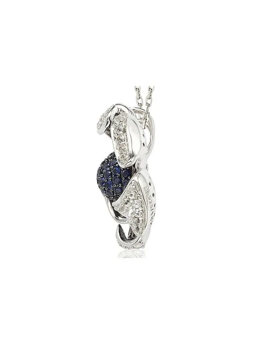 Подвеска с цветком из стерлингового серебра с сапфиром, модель Pave Sapphire Flower Suzy Levian New — изображение 2 из 4