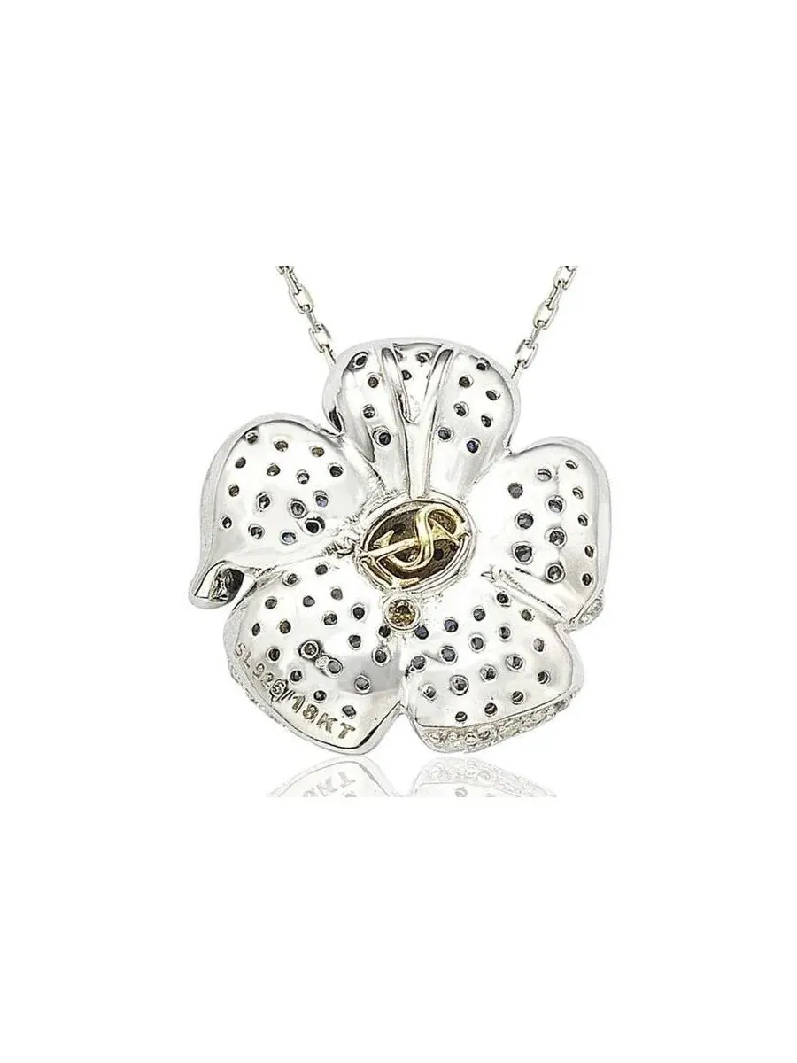 Подвеска с цветком из стерлингового серебра с сапфиром, модель Pave Sapphire Flower Suzy Levian New — изображение 3 из 4
