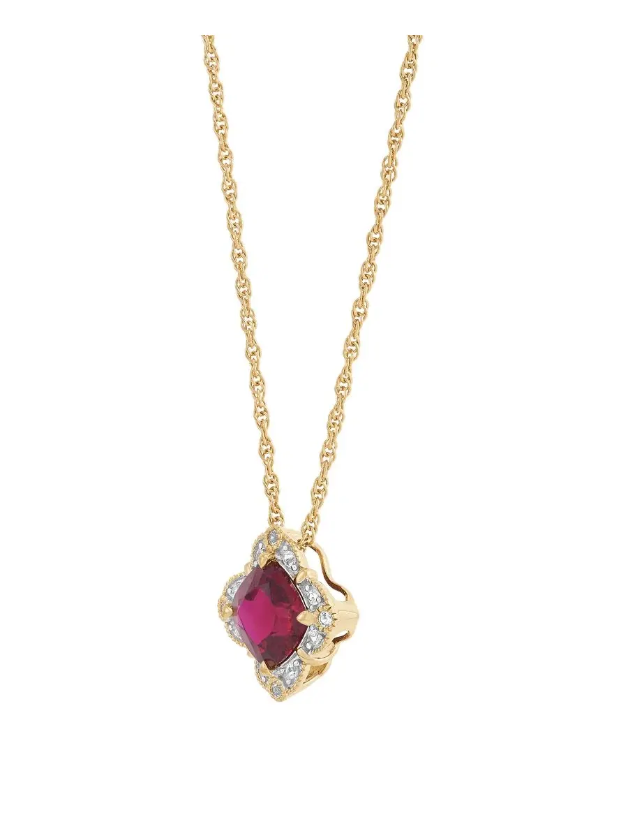 Подвеска с лабораторным сапфиром (1-9/10 ct. t.w.) и белым сапфиром (1/8 ct. t.w.) в оправе из — изображение 3 из 4