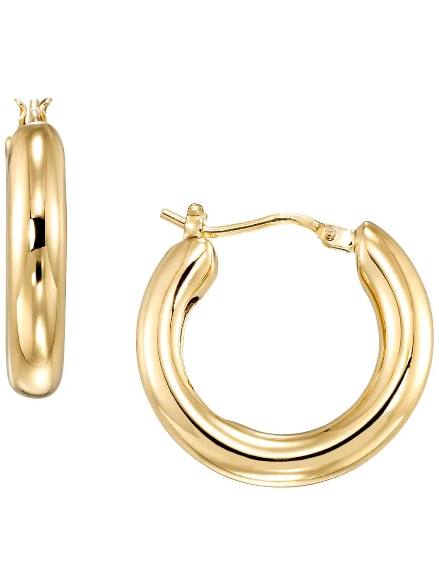 Круглые серьги-трубки из желтого золота 10 карат Italian Gold — желтый