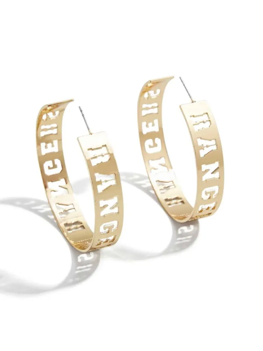 Серьги-кольца Baublebar Texas Rangers с крупным вырезом Wear By Erin Andrews — изображение 1 из 1, оттенок золото