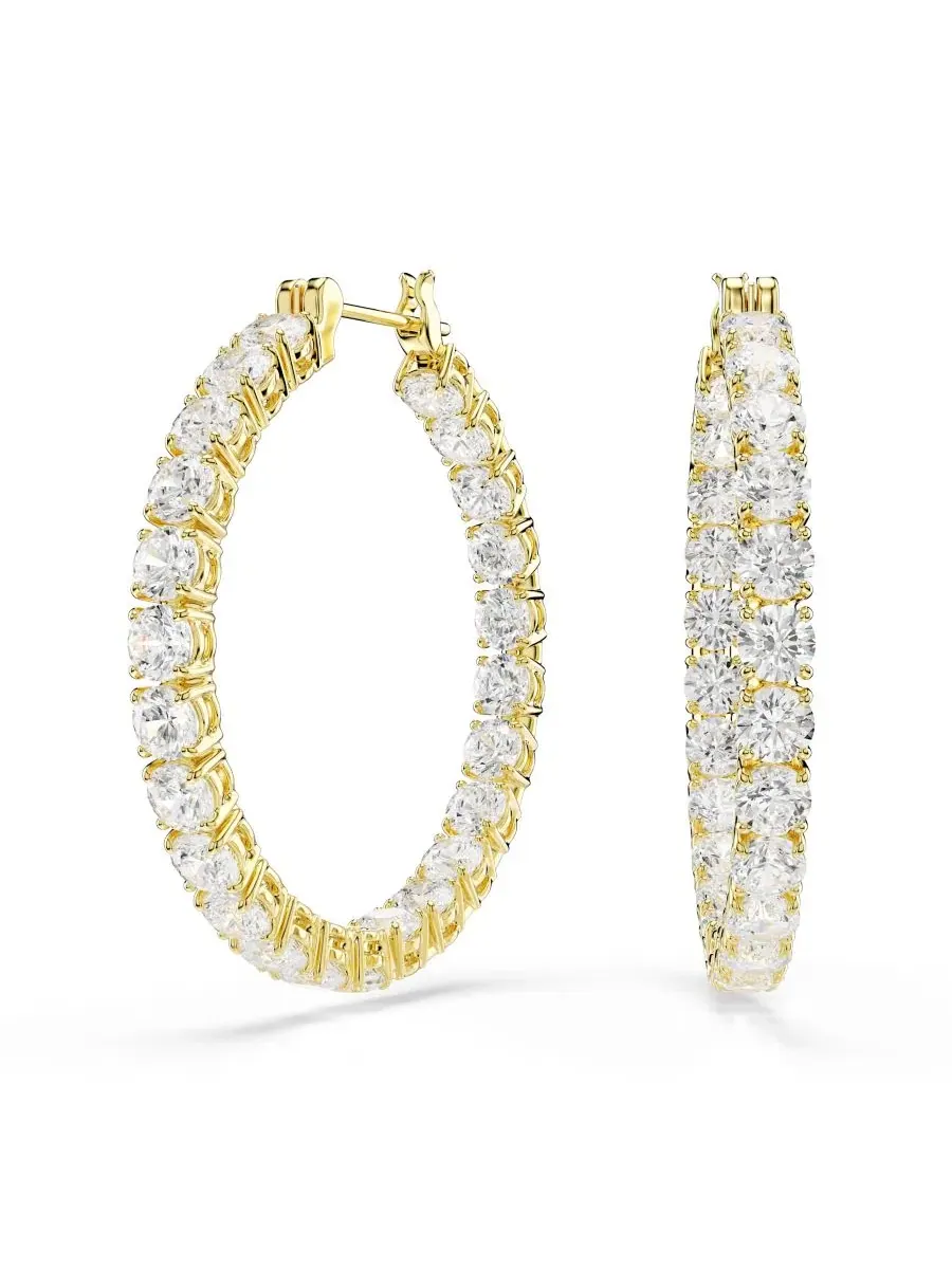 Серьги-кольца Matrix с золотым покрытием Swarovski — изображение 1 из 5, оттенок золото