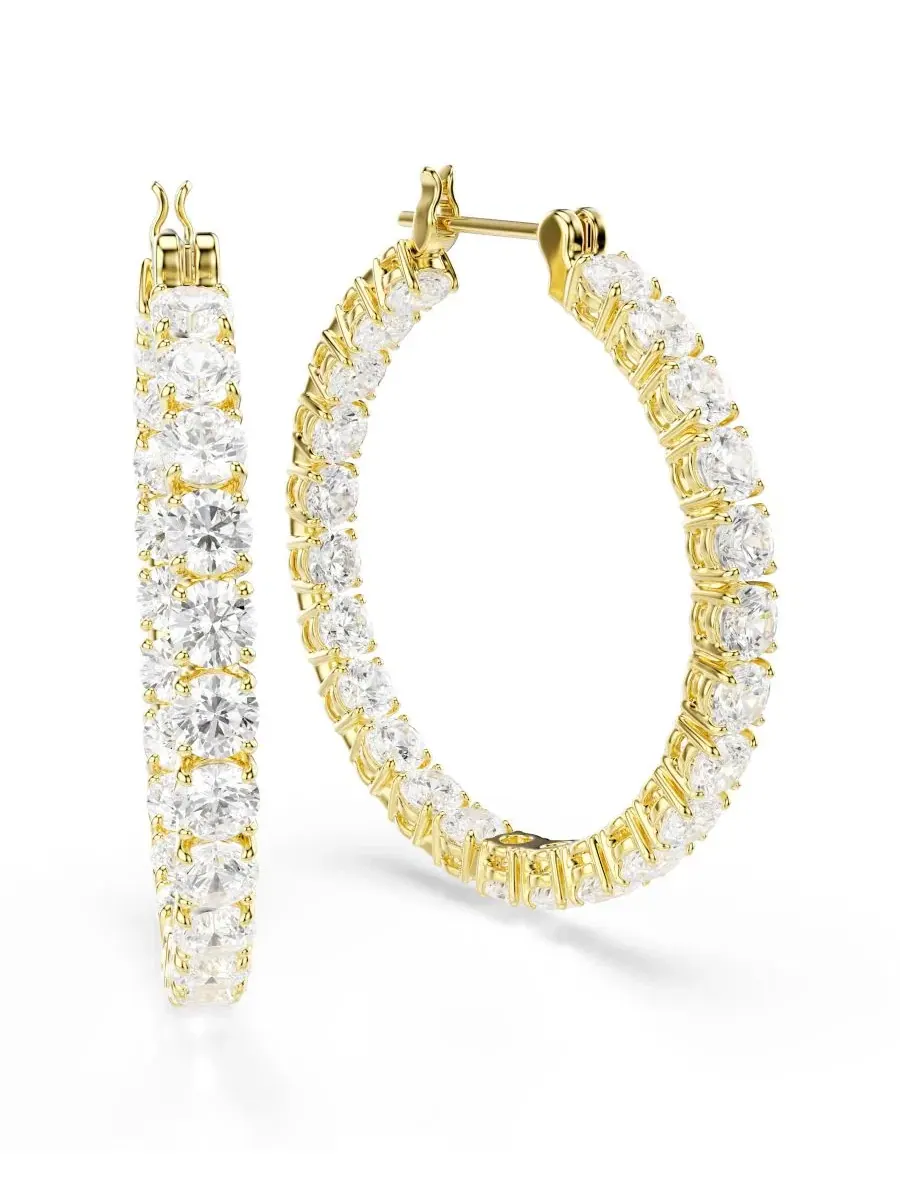 Серьги-кольца Matrix с золотым покрытием Swarovski — изображение 2 из 5, оттенок золото